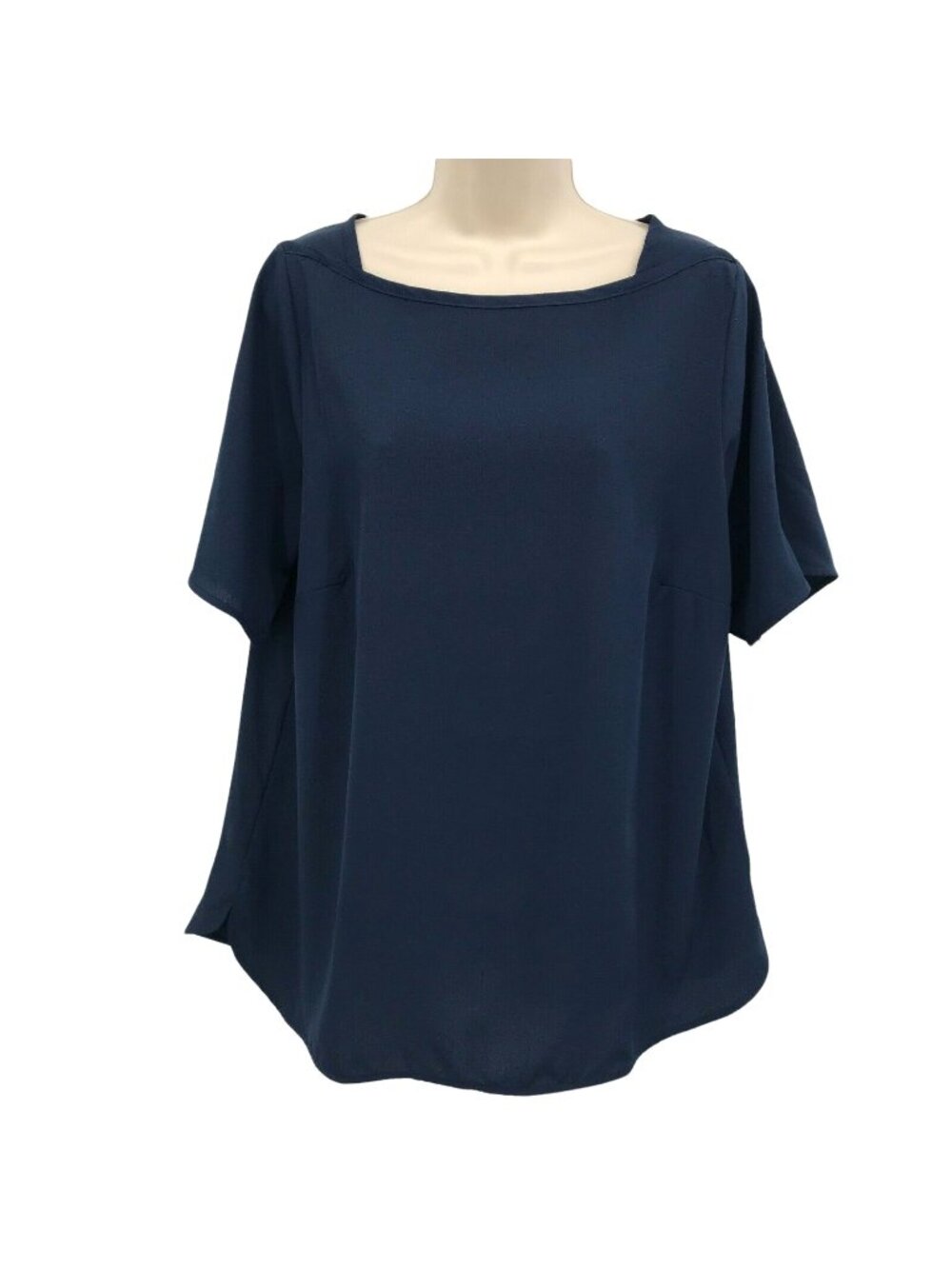 NWOT Jessica London Navy Blue Short Sleeve Blouse Size 12 Made In India